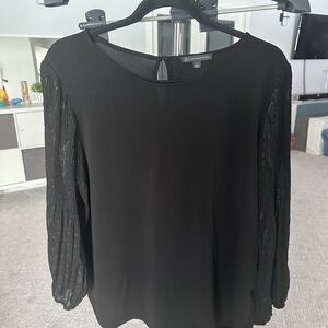 Adrianna Papell Black Blouse with Sheer Sleeves